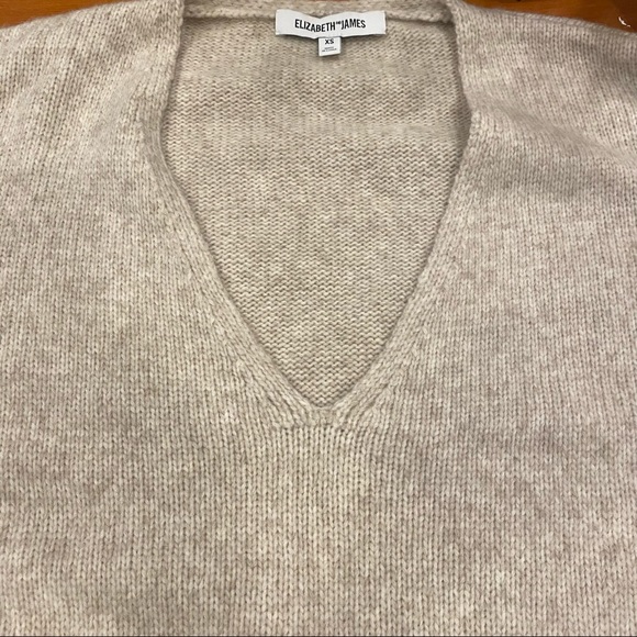 ELIZABETH AND JAMES belted V-neck oatmeal colored sweater - Picture 8 of 8